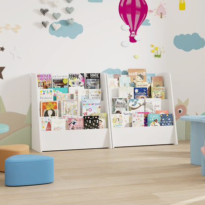4-Tier Kids Bookshelf with Deep Compartments for Kids Bedroom-White