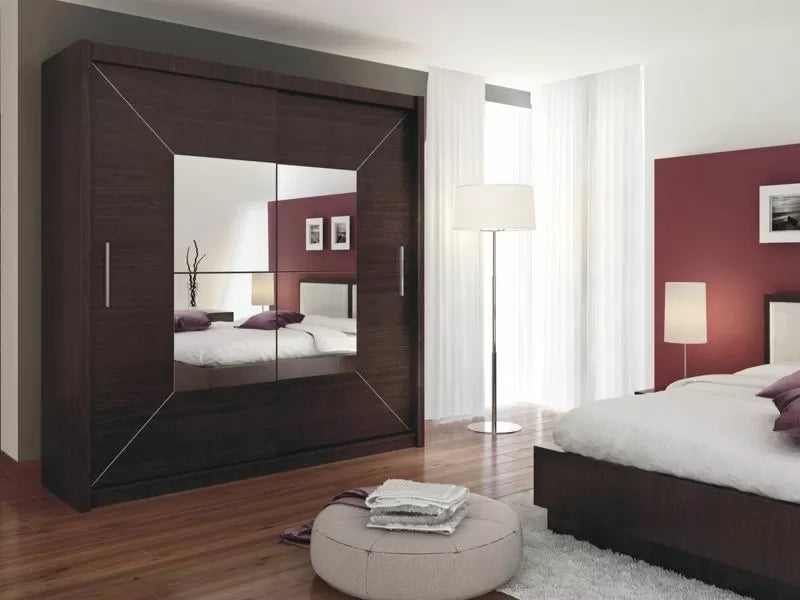 Boston Mirrored Sliding Door Wardrobe - White and Black