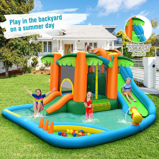 7 in 1 Bounce House with Slide and Trampoline without Blower