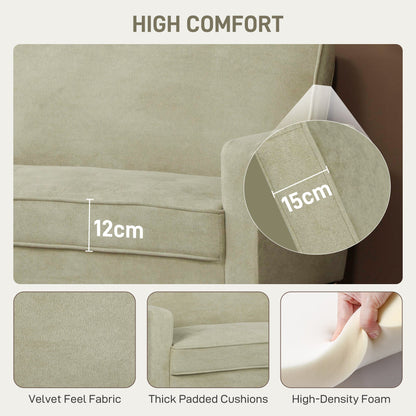 HOMCOM Two-Seater Velvet-Feel Sofa - Beige