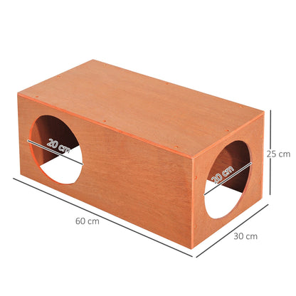 PawHut Outdoor Rabbit Hideaway Shelter Indoor Cat Tunnel Garden Kitty Box House Pet Home Run Play Cage Waterproof 60Lx30Wx25H(cm)