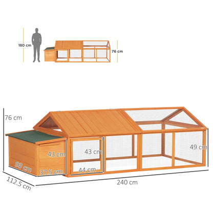 PawHut Wooden Chicken Coop with Nesting Box, Openable Roof, for 4-8 Chickens, Ducks, Orange