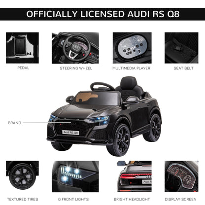 HOMCOM Audi RS Q8 Licensed 6V Kids Electric Ride On Car Toy Car with Remote Control Music Lights USB MP3 for 3-5 Years Old Black