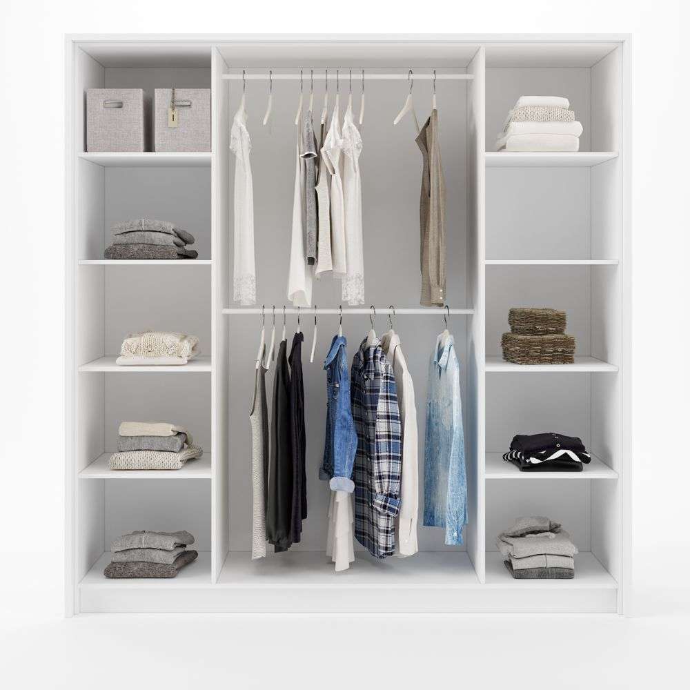 White Mirrored Folding Sliding Door Wardrobe 209cm – DUNHAM