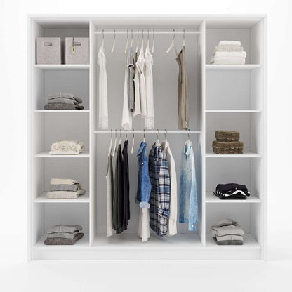 White Mirrored Folding Sliding Door Wardrobe 209cm – DUNHAM