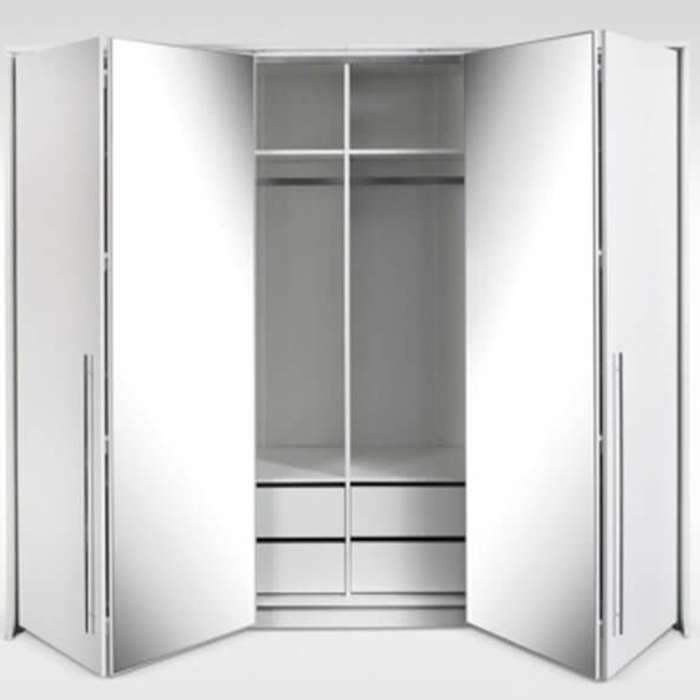 Grey Mirrored Folding Sliding Door Wardrobe 255cm – DUNHAM