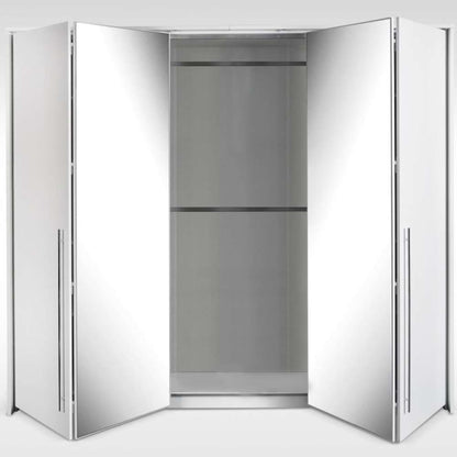 White Mirrored Folding Sliding Door Wardrobe 209cm – DUNHAM