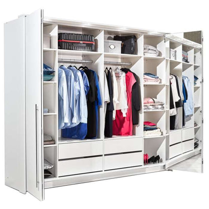Grey Mirrored Folding Sliding Door Wardrobe 255cm – DUNHAM
