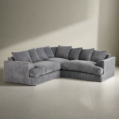 Jasper Jumbo Cord Corner Sofa - Grey