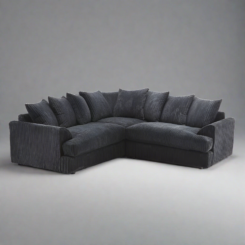 Jasper Jumbo Cord Corner Sofa - Grey