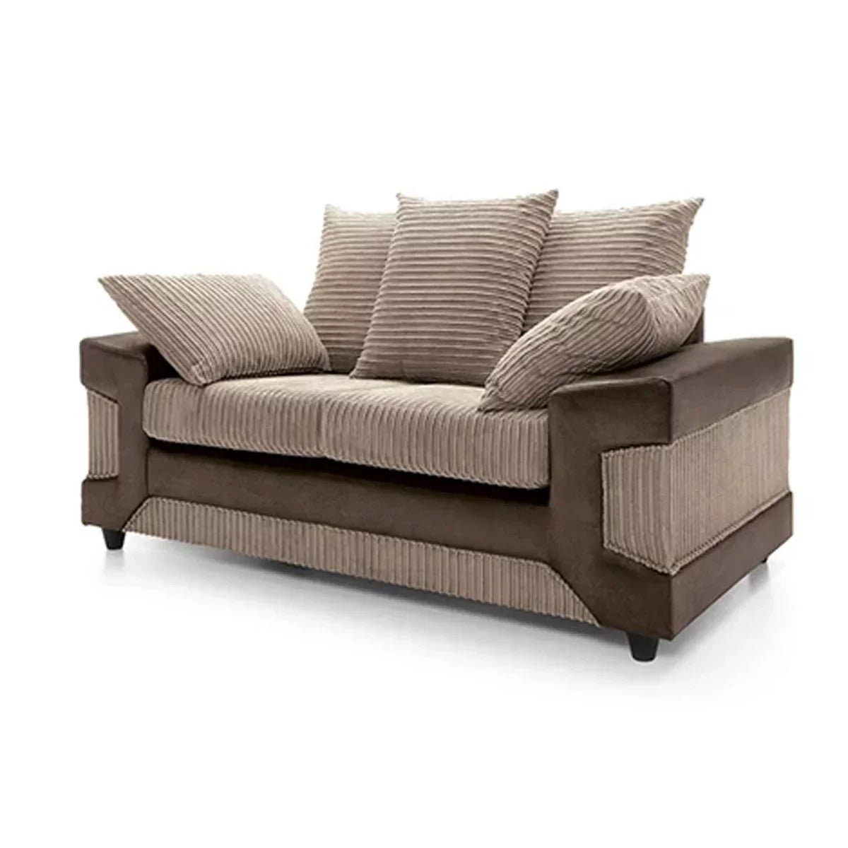 Swansea Jumbo Cord 3 Seater and 2 Seater Sofa Set - Brown and Beige