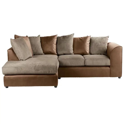 Blake Soft Faux Leather Chocolate Corner Sofa - Left and Right Arm