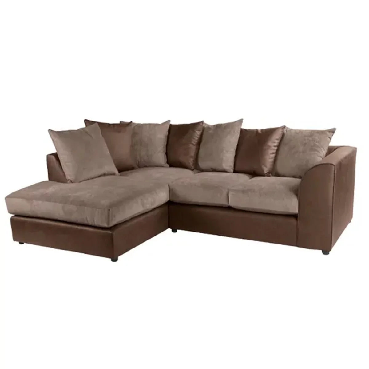 Blake Soft Faux Leather Chocolate Corner Sofa - Left and Right Arm