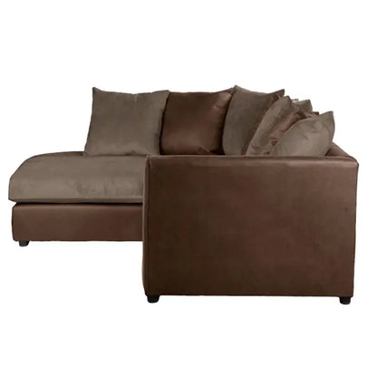 Blake Soft Faux Leather Chocolate Corner Sofa - Left and Right Arm