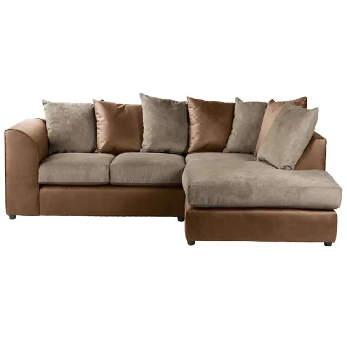 Blake Soft Faux Leather Chocolate Corner Sofa - Left and Right Arm