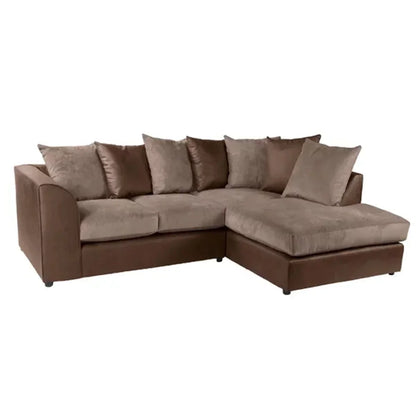 Blake Soft Faux Leather Chocolate Corner Sofa - Left and Right Arm