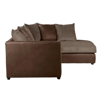 Blake Soft Faux Leather Chocolate Corner Sofa - Left and Right Arm