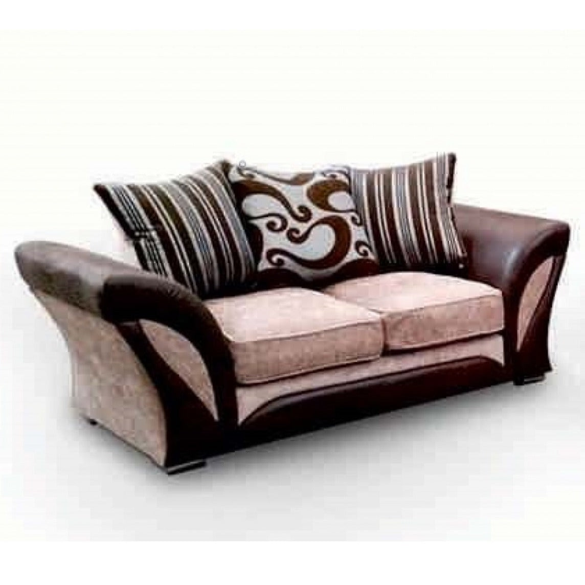 Sparrow Chenille Fabric 2 Seater Sofa - Black & Grey / Brown & Beige