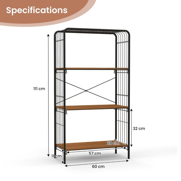 4-Tier Bookshelf Open-Back Storage Shelf with Metal Frame