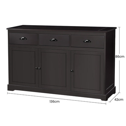 Buffet Sideboard with Cabinets Drawers and Adjustable Shelf-Brown