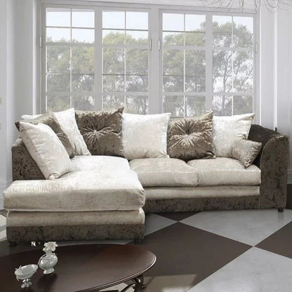 Serene Dual-Toned Crushed Velvet Corner Sofa Suite