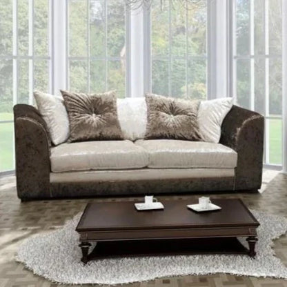 Serene Dual-Toned Crushed Velvet 3 Seater and 2 Seater Sofa Set