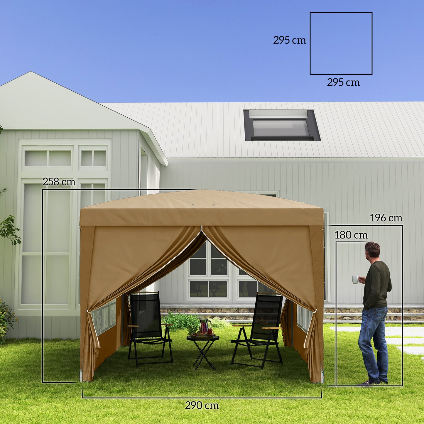 Outsunny 3 x 3(m) Pop Up Altana - Khaki