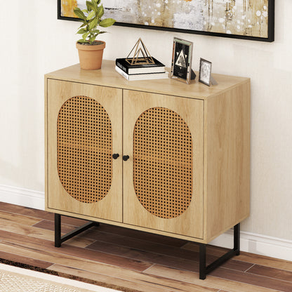 Buffet Cabinet Rattan Storage Cabinet Boho Sideboard-Natural
