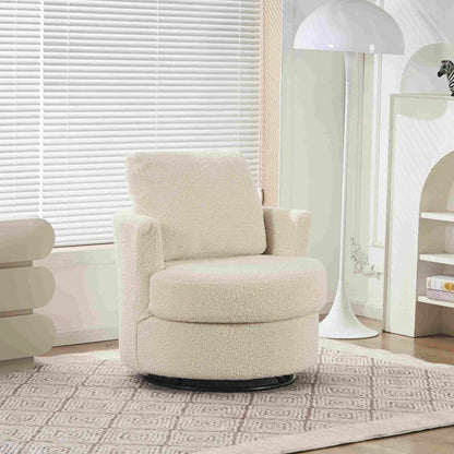 Teddy Swivel Recliner with Back Cushion, Thick Foam Pad, 360° Swivel, 78.5x83x86 cm, White