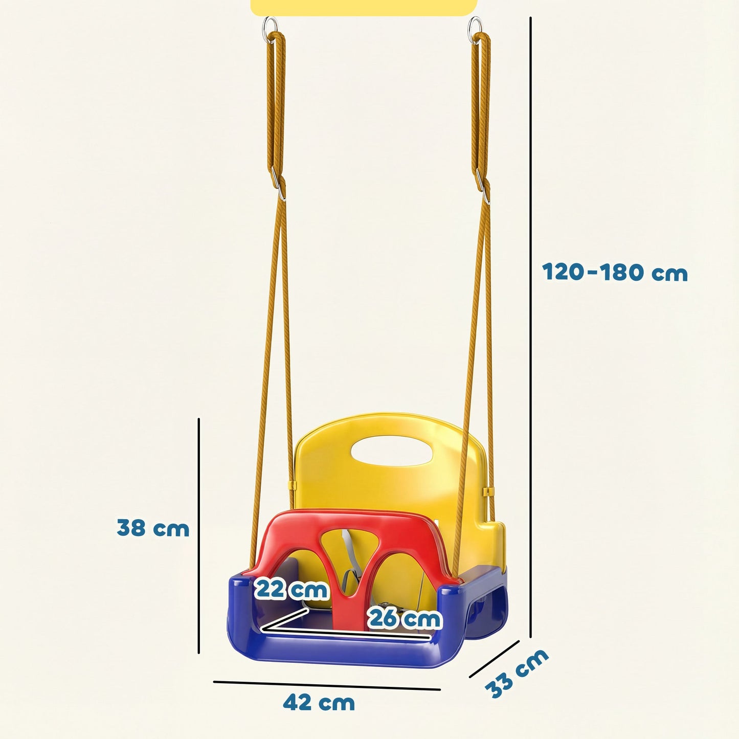 Outsunny 3 in 1 Detachable Kids Swing Seat with Seatbelt, Adjustable Rope for Indoor, Outdoor, Dark Blue