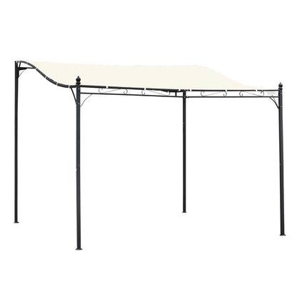 Outsunny Elegant Pergola Gazebo Metal Frame Elegant Scrolling Weather-Resistant Canopy Sun Rain Shade Garden Outdoor Shelter 3x3(m), Cream White