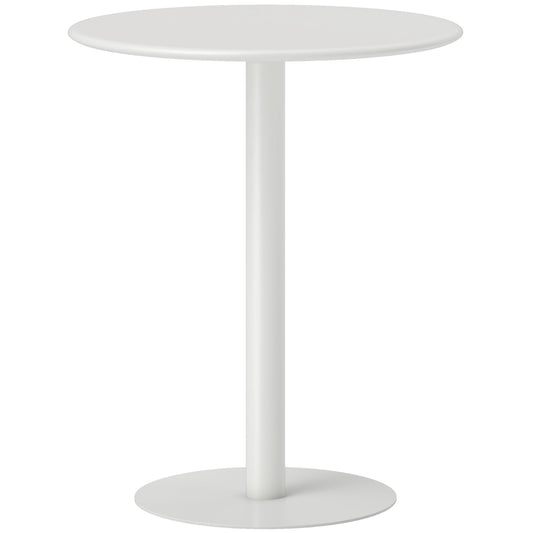 HOMCOM Dining Table, Round Kitchen Table with Steel Base for Living Room, Dining Room, 60 x 60 x 72cm, White