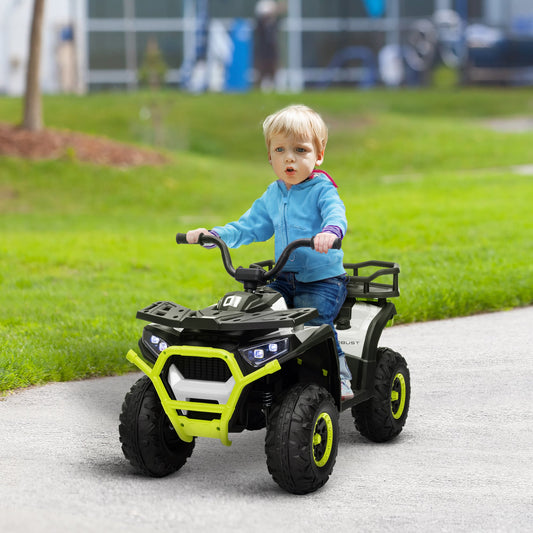 AIYAPLAY 12V Dziecięcy Elektryczny Jeździk ATV, Zasilany Akumulatorem Quad z Zawieszeniem Sprężynowym, Przód Tył, Kosz Do Przechowywania - Zielony