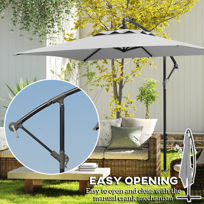 Outsunny 3(m) Parasol wysięgnikowy z podstawą poprzeczną - jasnoszary