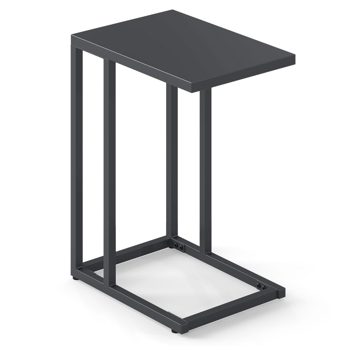 Modern Industrial Metal End Table with Adjustable Foot Pads-Grey