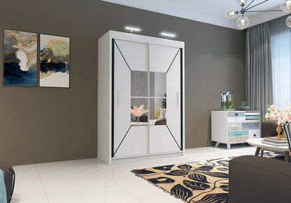 Nicole Mirrored Sliding Wardrobe - White