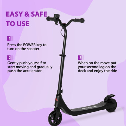HOMCOM Electric Scooter, 120W Motor E-Scooter, Adjustable Height, Rear Brake for Ages 6+ Years - Black