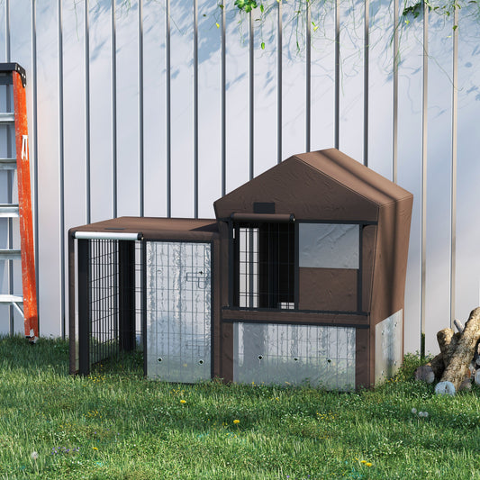 PawHut Rabbit Hutch Cover, wodoodporny ochraniacz klatki dla zwierząt, oddychający pokrowiec na klatkę dla świnki morskiej - brązowy