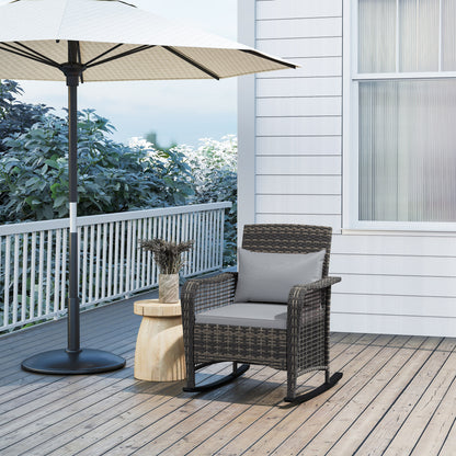 Fotel bujany Outsunny Rattan - jasnoszary