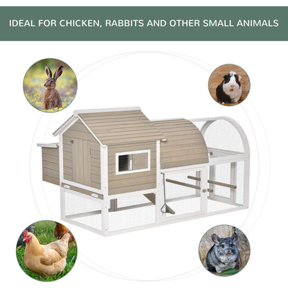 PawHut Wooden Chicken Coop Outdoor Hen House with Removable Tray Nesting Box Grey