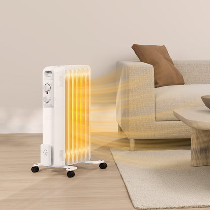 Grzejnik olejowy HOMCOM 1,5 kW, siedmiożebrowy, biały