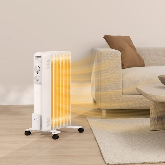 Grzejnik olejowy HOMCOM 1,5 kW, siedmiożebrowy, biały