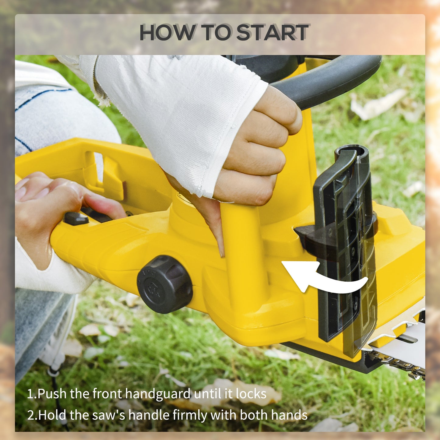 DURHAND Aluminium Chainsaw with Double Brake Protection and Blade Cover, 2000 W, 40 cm, for Wood, Trees and Branches, Yellow