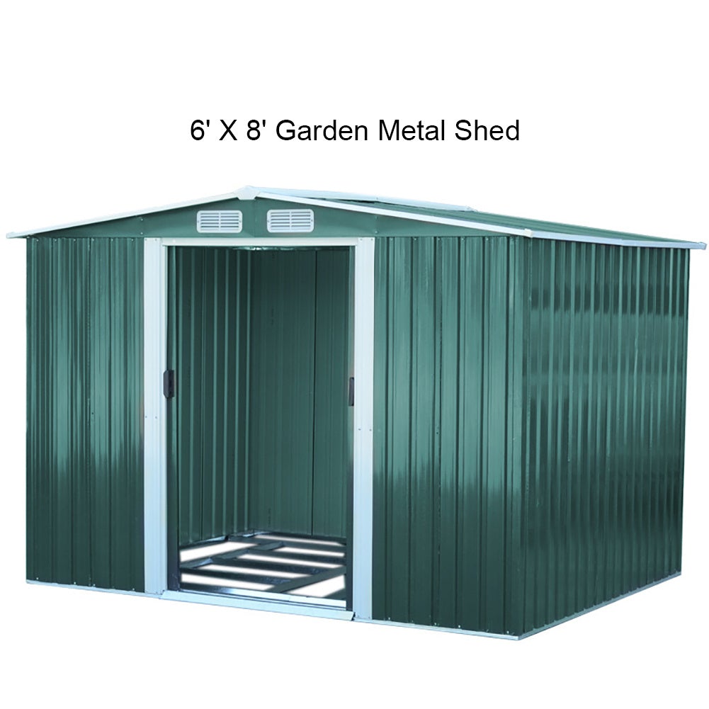 Waterproof 6x8/8x8/10x8ft Metal Shed With Gable Roof