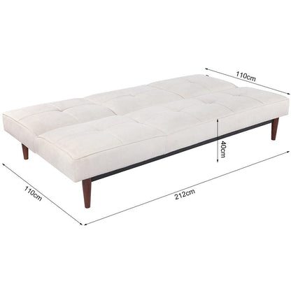 Faux Suede 3 Seater Upholstered Sofa Bed with Wood Legs