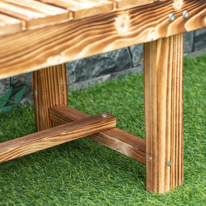 Outsunny 5 Pieces 2-seater Outdoor Indoor Wooden Garden Bench Fir Patio Loveseat, 110L x 38W x 35Hcm, Carbonised