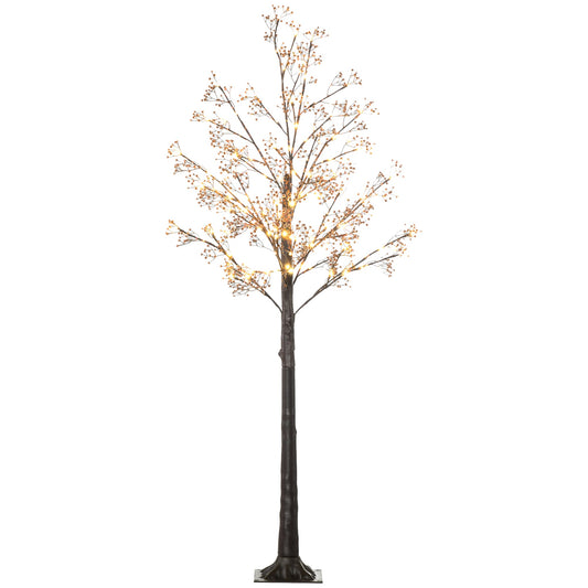 HOMCOM 6ft ضوء شجرة زهر الجيبسوفيلا الاصطناعي مع 96 ضوء LED أبيض دافئ، زهور نفس الطفل للمنزل وحفلات الزفاف، للاستخدام الداخلي والخارجي