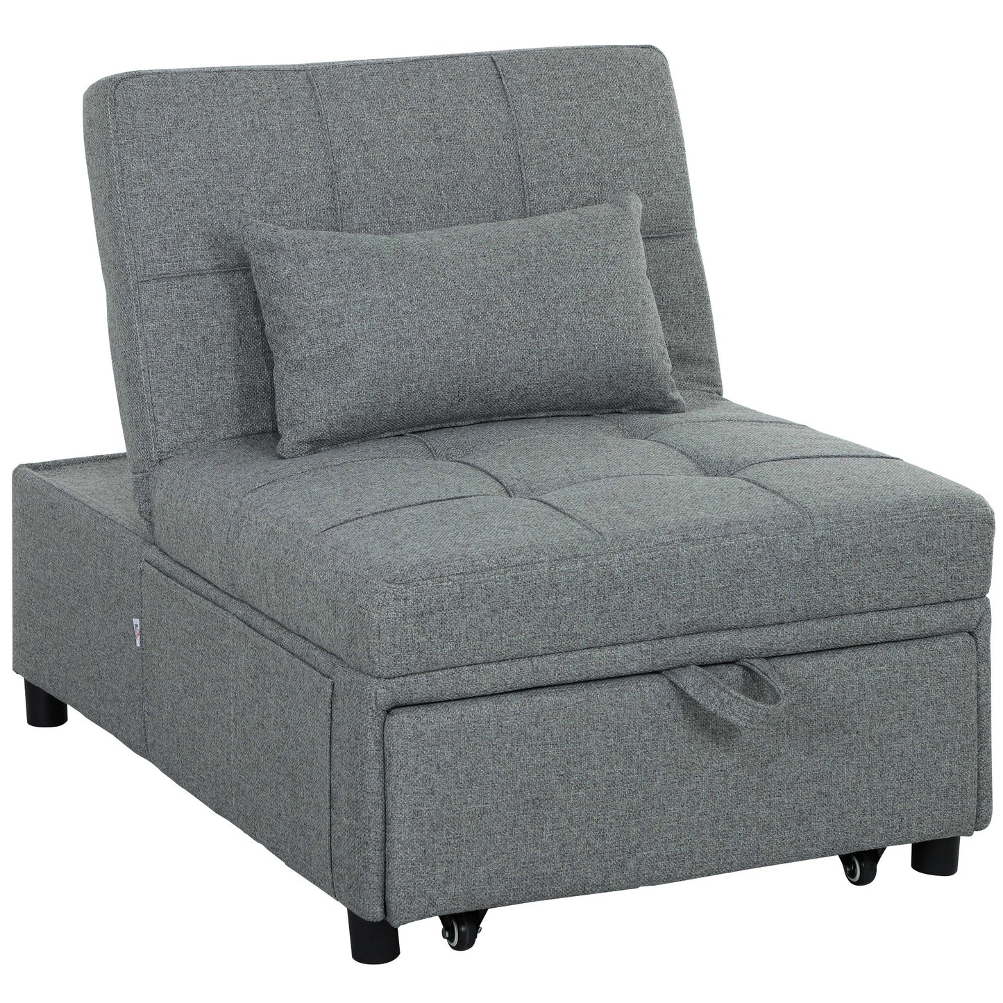 HOMCOM Four-In-One Single Sleeper Chair - Dark Grey