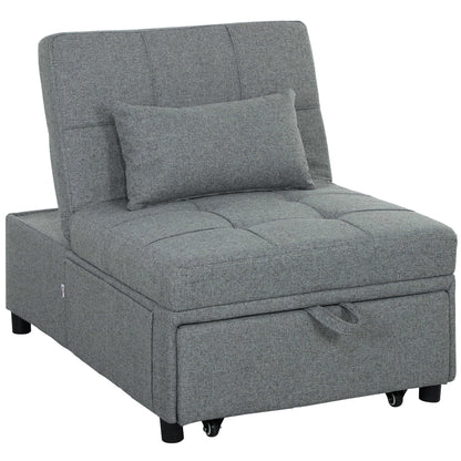 HOMCOM Four-In-One Single Sleeper Chair - Dark Grey