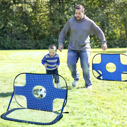 HOMCOM 2 in 1 Pop Up Football Net Set of Two Target Goal Net for Garden Outdoor Sports and Practise